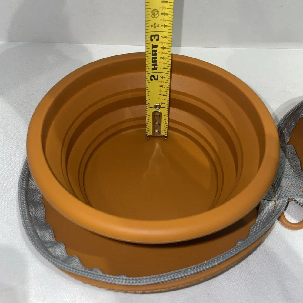 Alilang Portable Foldable Pet Feeding Bowl, Double Collapsible Case